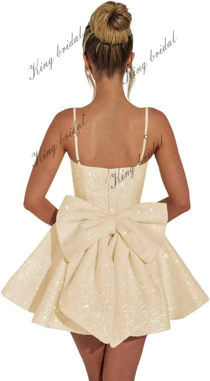 Maßgefertigte Damen-Heimkehrkleider mit quadratischem Ausschnitt und Pailletten für Teenager, A-Linie, kurzes Abschlussballkleid, Hochzeitsfeierkleid, Clubwear, Cocktailkleid 