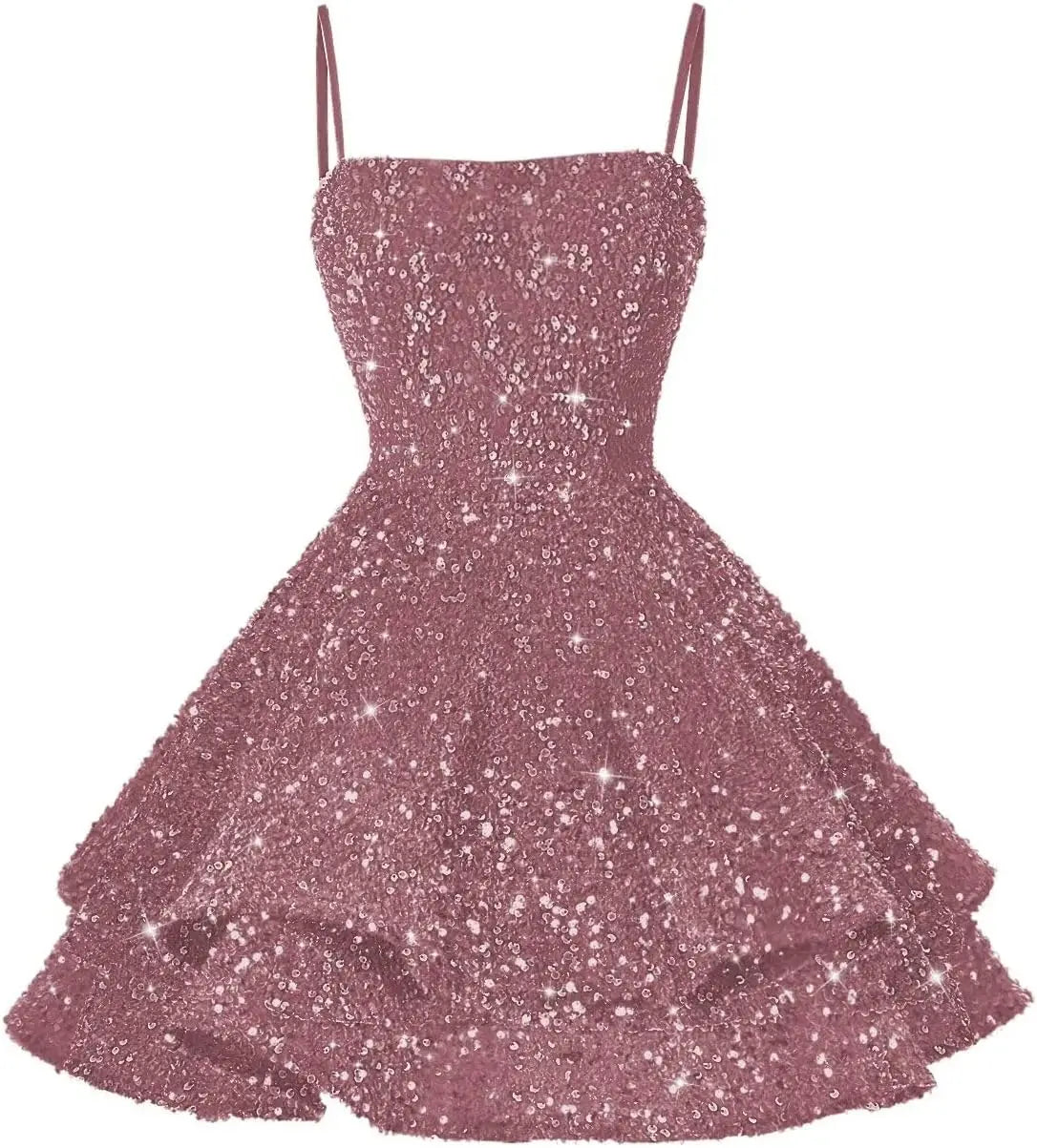Kurze Pailletten-Heimkehrkleider für Teenager 2025, glitzernde Spaghettiträger, Sweet 16-Abschlussball-Cocktailkleid, Ballkleid, Partykleider 