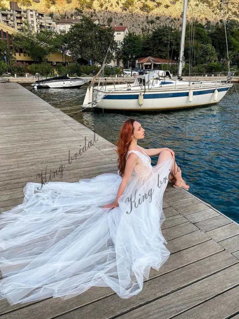 Sheer boudoir long bridal robe. Wedding night sexy bride nightgown. Lace and tulle maternity photoshoot robe.