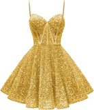 Spaghetti Straps Sequin Homecoming Dress Short Prom Gown with Pockets Evening Party Gowns cocktail dress  party mini dresses