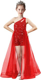 Einschultriges Festzugskleid, Jumpsuits, Blumenmädchenkleid, Pailletten-Mädchen-Ballkleider, Tüll-Strampler, Maxikleid mit Cape, Partykleider 