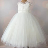 Vestidos de niña de las flores con apliques de tul blanco y lazo, sin mangas, para bodas, cumpleaños, fiestas, primera comunión. 