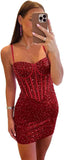 Vestidos de fiesta ajustados y cortos con lentejuelas brillantes para adolescentes, escote corazón y cuentas, vestidos de cóctel, vestidos de fiesta 