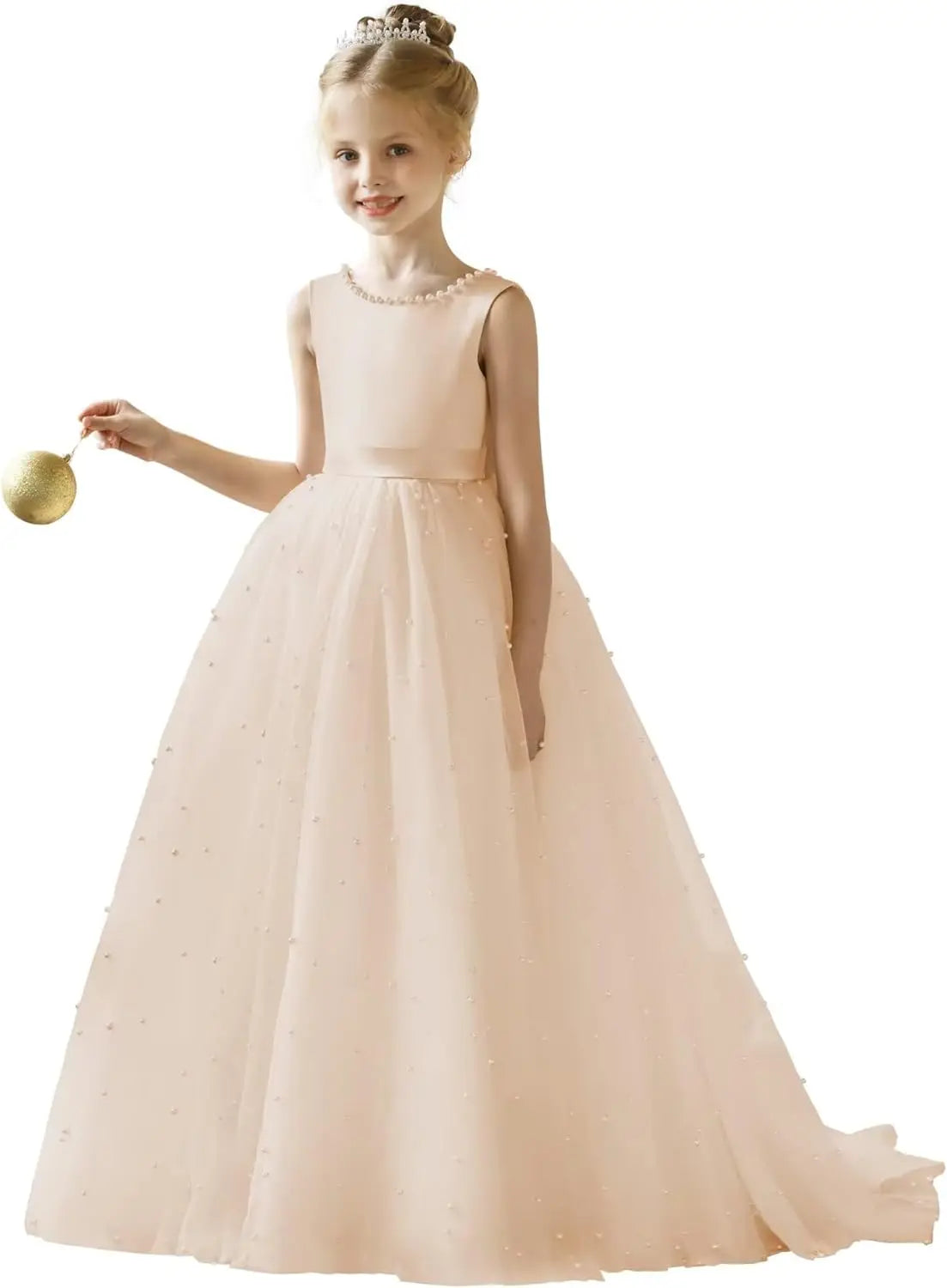 Flower Girl Tulle Tutu Dress for Kids Wedding Girl First Communion Pageant Dresses Princess Prom Ball Gowns with Bow