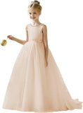 Flower Girl Tulle Tutu Dress for Kids Wedding Girl First Communion Pageant Dresses Princess Prom Ball Gowns with Bow