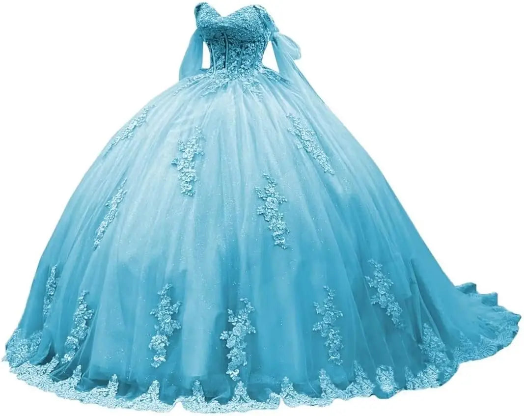 Off Shoulder Quinceanera Dresses Puffy Tulle Ball Gowns for Vestido de 15 años Lace Appliques Prom Dress prom dresses