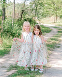 3D Flower Applique Floral Fairy Embroidered Overlay Strap Tie Tulle One Shoulder A-Line Flower Girl Dress princess dress