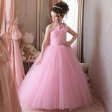 Pink Tulle With Belt Single Shoulder For Wedding Birthday Party Prom Banquet Princess Gowns Customized Flower Girl Dresses