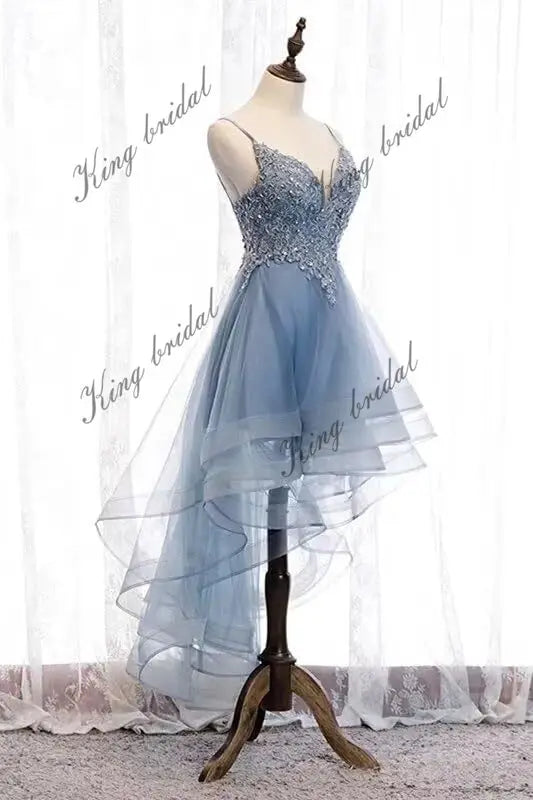 Lace Applique Homecoming Dresses 2025 High Low Spaghetti Straps Tulle Short Prom Dress for Teens Glitter Quinceanera Dress Gowns