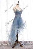 Lace Applique Homecoming Dresses 2025 High Low Spaghetti Straps Tulle Short Prom Dress for Teens Glitter Quinceanera Dress Gowns
