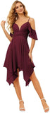 Women's Off Shoulder Chiffon Junior Bridesmaid Dresses Short Pockets Ruffle A Line Formal Dresses with Slit Wedding Party Gown
