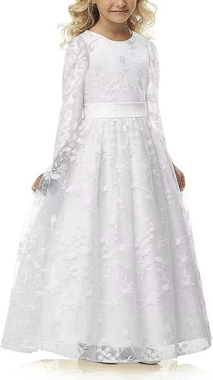 A line Wedding Pageant Lace Flower Girl Dress with Belt 2-12 Year Old baby girl dress  elegant dress women for wedding