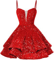 Kurzes Pailletten-Heimkehrkleid für Teenager, funkelnde Ballkleider, Sweet 16-Fotoshooting, Cocktailkleider, Minikleid, Partykleider 