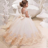 Elegant Flower Girl Dress for Wedding Kids Sleevelesss Lace Pageant Ball Gowns girls party dress  princess dress