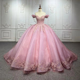 Princess Off Shoulder Sweet 15 16 Quinceanera Dresses Lace Puffy Prom Gowns Long Birthday Ball Gowns with Train