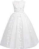 Vestidos de tul para niña de las flores para boda, vestido de primera comunión, vestido de dama de honor de encaje para niña, vestido de fiesta de desfile 