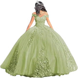Luxury Off Shoulder Quinceanera Dresses Puffy Floral Lace Beaded Prom Dresses Sweet 15 16 Ball Gown with Train Quinceanera Gowns