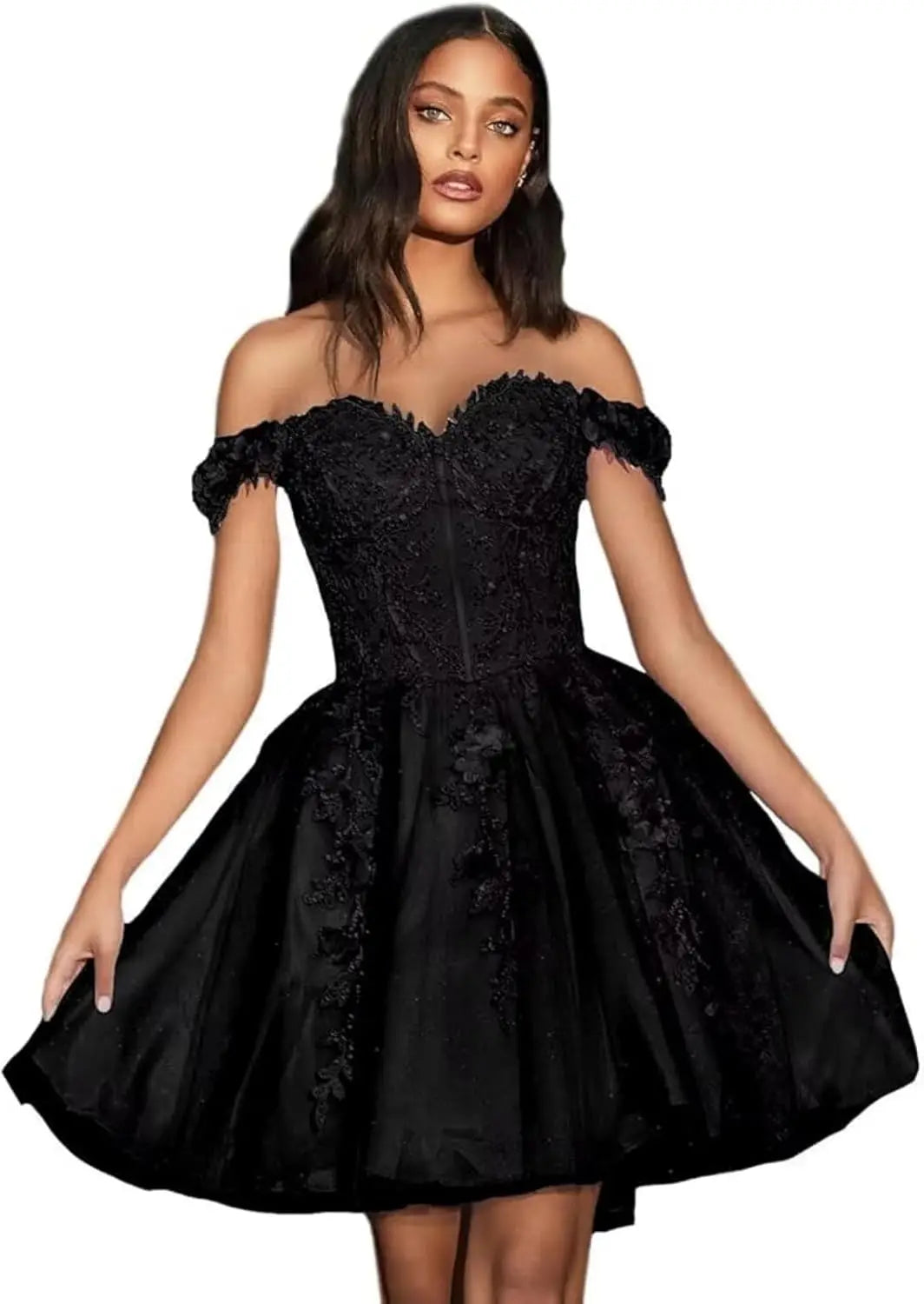 Vestidos de fiesta de tul con hombros descubiertos 2025, vestidos de fiesta cortos de encaje estilo princesa, vestidos de graduación 