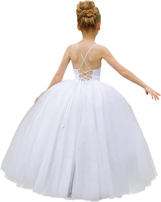 Flower Girl Dress Crossed Straps Lace Wedding Dresses Party Bridesmaid Ball Gown princess dress  pageant dresses for girls
