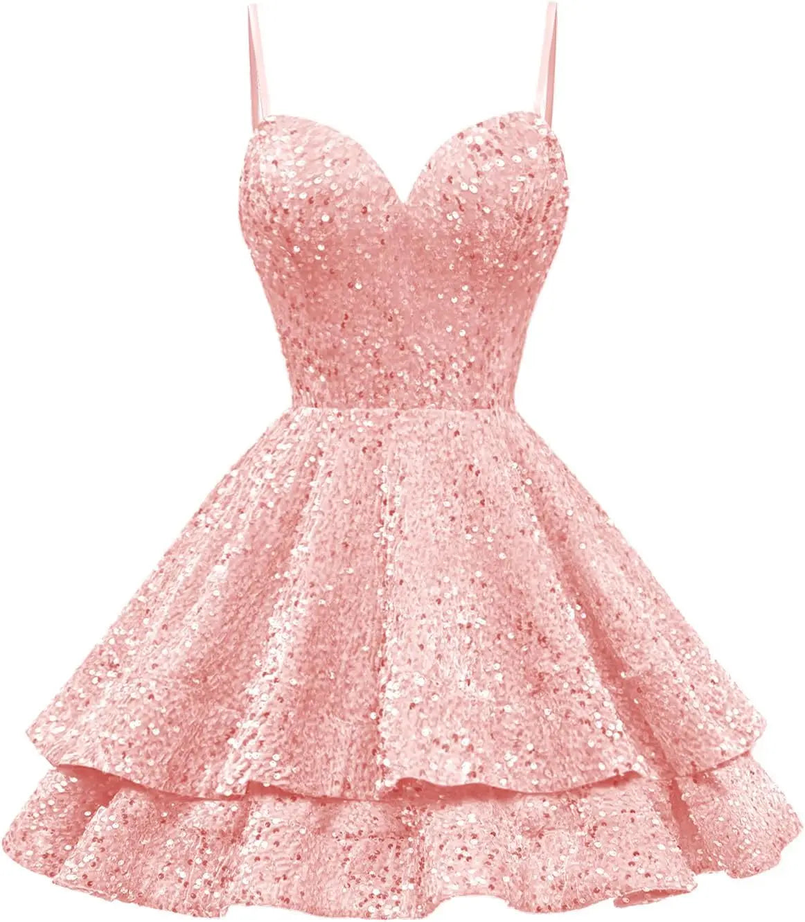 Tiered Sequin Homecoming Dresses Short for Teens 2025 Spaghetti Straps A-Line Prom Dress mini dress  party dresses