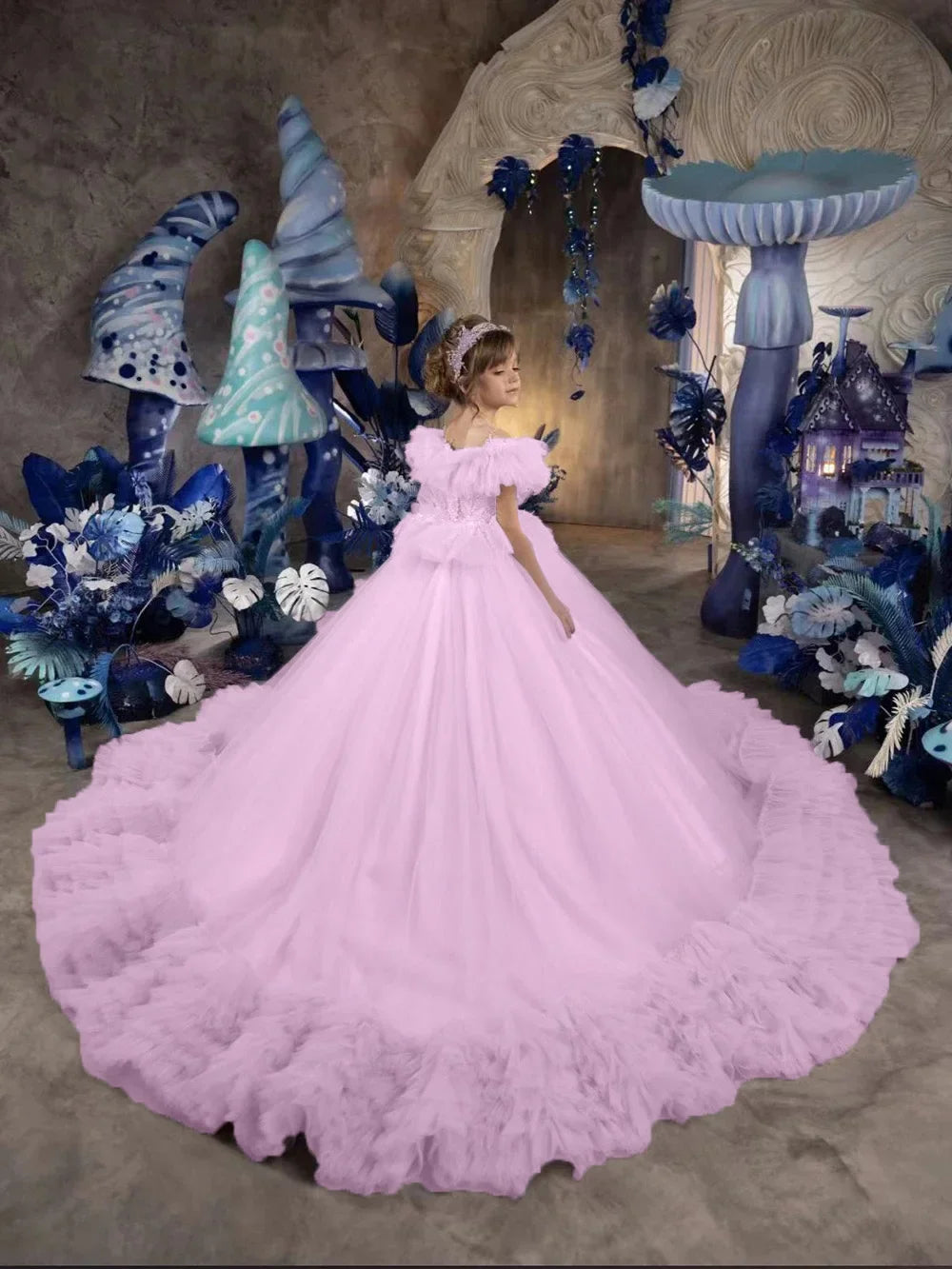Wedding Ruffles Floor Length Girl Kids Birthday Ball Gown First Holy Communion Gowns Customized Princess Flower Girl Dresses