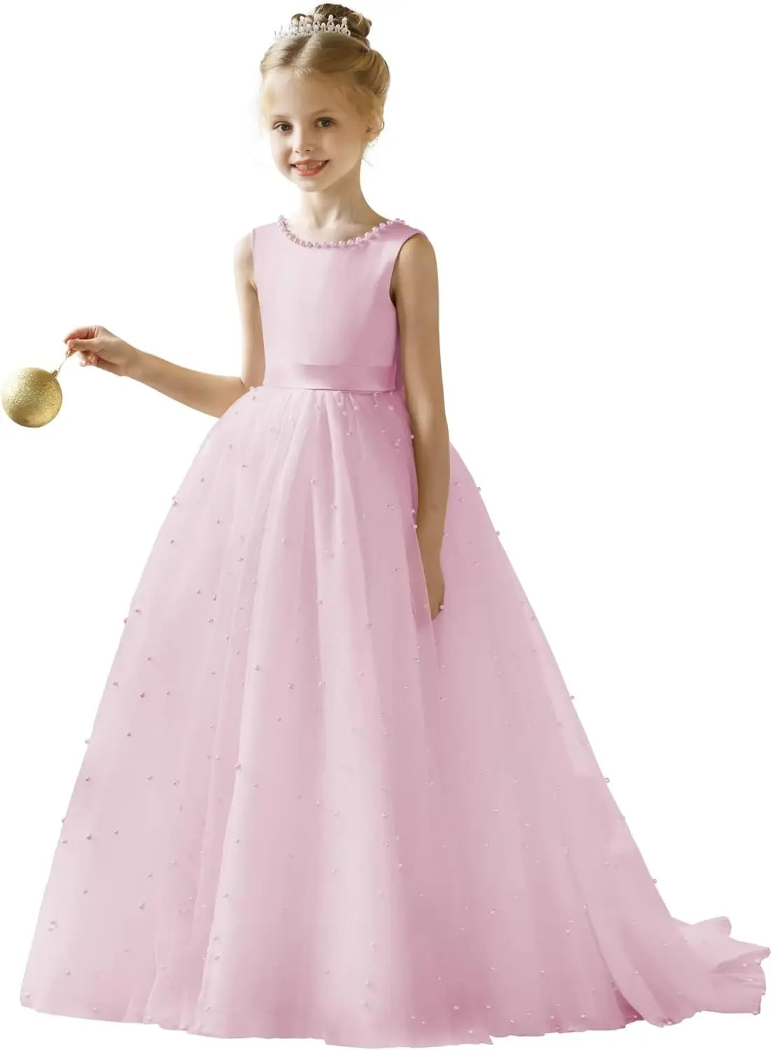 Flower Girl Tulle Tutu Dress for Kids Wedding Girl First Communion Pageant Dresses Princess Prom Ball Gowns with Bow