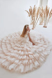 Ärmelloses, gestuftes, elegantes Mädchen-Kindergeburtstagskleid, Erstkommunionkleid, errötendes Rosa, Blumenmädchenkleid für Hochzeit, Pailletten 