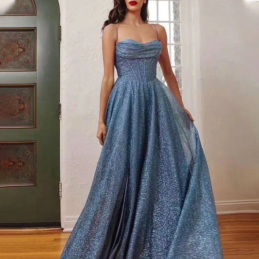 Sexy Backless Maxi Formal Dress for Women Elegant Sleeveless Pleated Guest Mermaid Evening Gowns for Wedding Cocktail Graduation