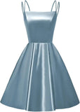 Satin Homecoming-Kleider für Teenager, kurze Ballkleider 2025, Spaghettiträger, Cocktailparty-Kleid, Abschlusskleid, Minikleid 