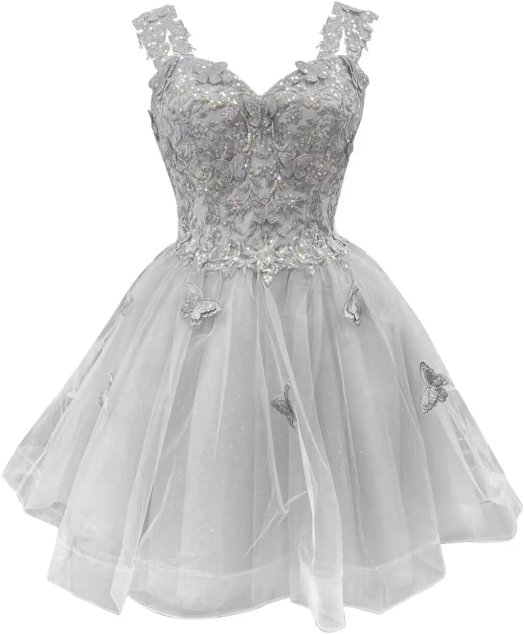 3D Butterfly Short Homecoming Dresses Sparkly Tulle Prom Dress Teens Off Shoulder DAMA Dresses for Quinceanera