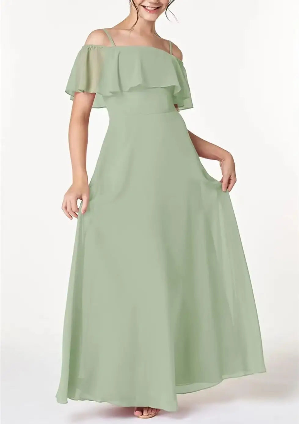 Off Shoulder Junior Bridesmaid Chiffon Dress Flower Girl Dresses for Wedding First Communion Dress