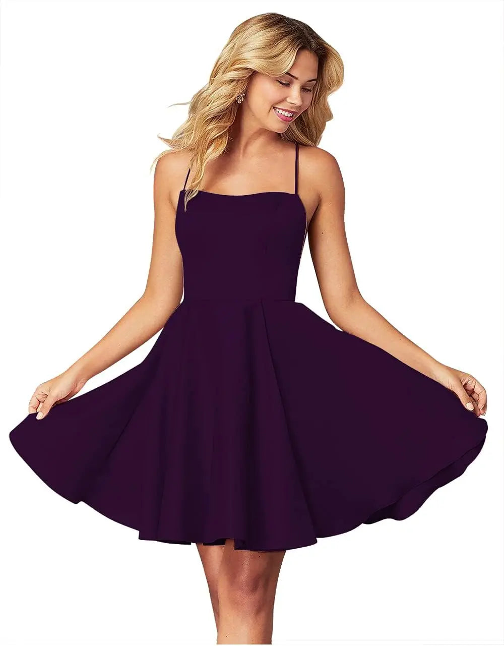Custom Made Short Satin Homecoming Dress with Pockets Spaghetti Straps Formal Wedding Party Gowns Cocktail Clubwear Gown Dresses