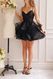 Vestidos de fiesta de tul para adolescentes, con tirantes finos y lentejuelas, vestidos de fiesta cortos, minivestidos de cóctel en capas, vestidos de dama de honor 