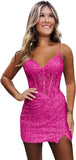 Sparkly Sequin Homecoming Dresses for Teens Short Tight Appliques Mini Formal Prom Cocktail Gown 2025 Wedding Party Dresses