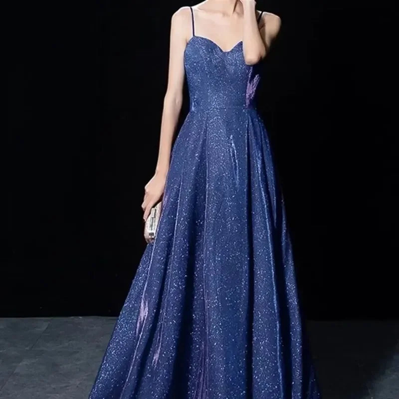 New Arrival Adult Ceremony Banquet Elegant Socialite Starry Dress Evening Women Glitter A Line Prom Dresses Free Custom Size