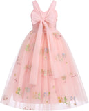 Vestido de niña de las flores, princesa, sin mangas, floral, bordado, para verano, boda, desfile, cumpleaños, tutú, vestido de tul 