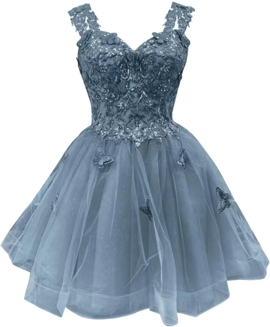 3D Butterfly Short Homecoming Dresses Sparkly Tulle Prom Dress Teens Off Shoulder DAMA Dresses for Quinceanera