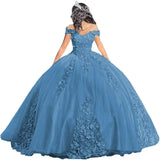 Luxury Off Shoulder Quinceanera Dresses Puffy Floral Lace Beaded Prom Dresses Sweet 15 16 Ball Gown with Train Quinceanera Gowns
