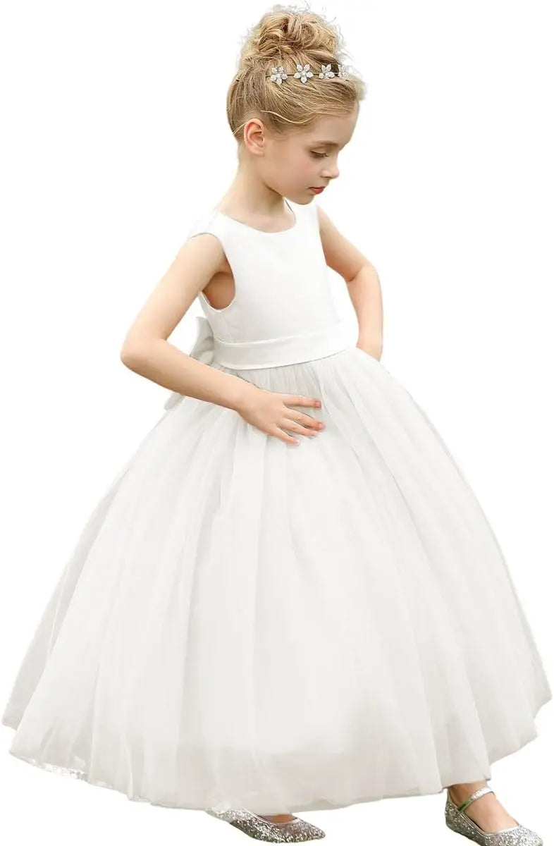 Flower Girls Satin Tulle Princess Pageant Dress for Wedding Kids Party Prom Ball Gowns Dresses princess dress girls party dress