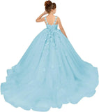 Tulle Flower Girl Dresses for Wedding Floral Appliques Princess Pageant Dress Girls Birthday Party Ball Gown