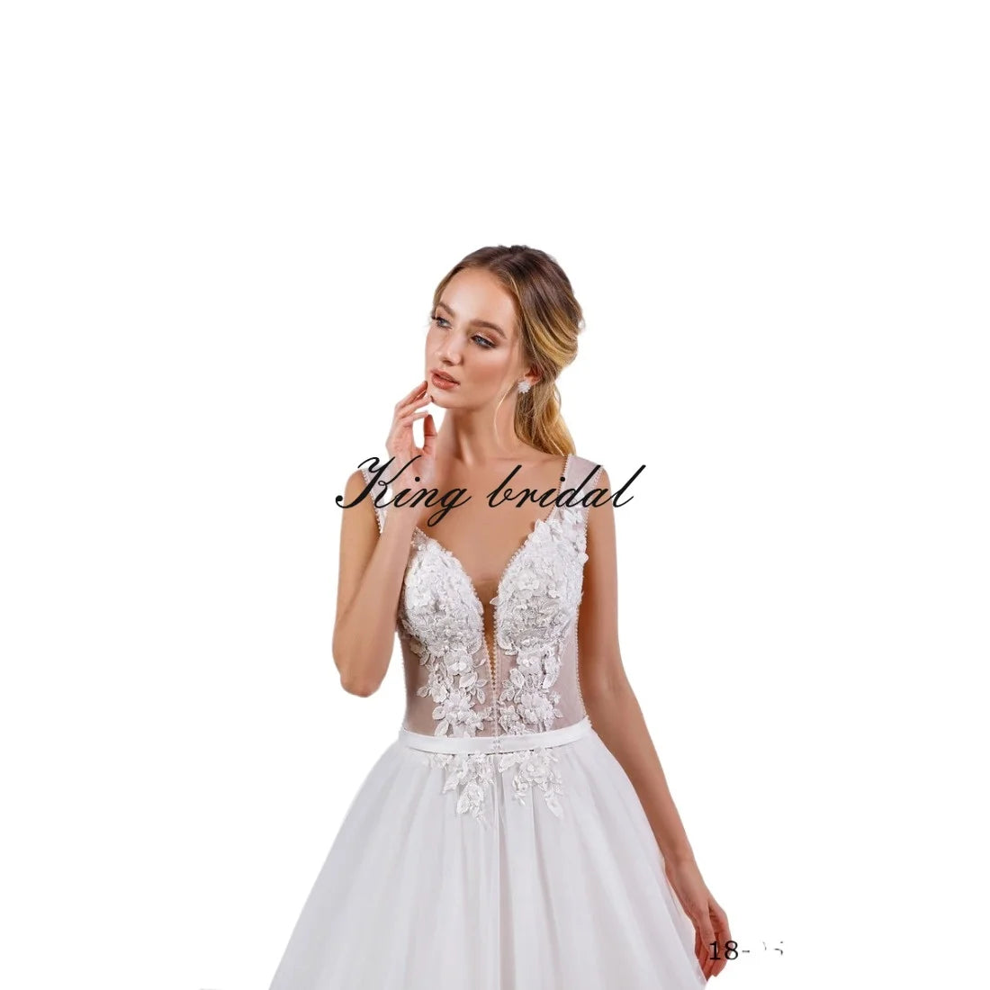 Vestido de novia de corte A con encaje floral, vestido de novia de tul, vestido de novia de espalda baja, bordado con cristales y perlas, vestido personalizado 