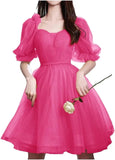 Maßgefertigtes Tüll-Abschlussballkleid für Frauen, kurzes Sweetheart-Puffärmel-Heimkehrkleid, Cocktailkleid, Minikleid, Partykleid 
