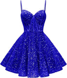 Spaghetti Straps Sequin Homecoming Dress Short Prom Gown with Pockets Evening Party Gowns cocktail dress  party mini dresses