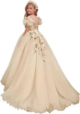 Tulle Flower Girl Dresses for Wedding Girls First Communion Dress Puff Sleeves Ball Gown girls dresses for party and wedding