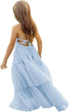 Boho Wedding Flower Girl Tulle Pageant Dresses for Kids First Communion Formal Dress Backless Prom Ball Gowns princess dress