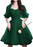 Maßgefertigtes Tüll-Abschlussballkleid für Frauen, kurzes Sweetheart-Puffärmel-Heimkehrkleid, Cocktailkleid, Minikleid, Partykleid 