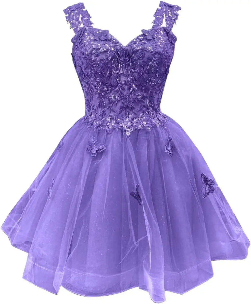 3D Butterfly Short Homecoming Dresses Sparkly Tulle Prom Dress Teens Off Shoulder DAMA Dresses for Quinceanera