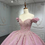 Princess Off Shoulder Sweet 15 16 Quinceanera Dresses Lace Puffy Prom Gowns Long Birthday Ball Gowns with Train
