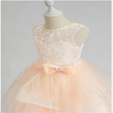 Floor Length First Communion Gowns Tulle Birthday Dance Party Ruffles Flower Girl Dresses for Wedding With Bow Sleeveless