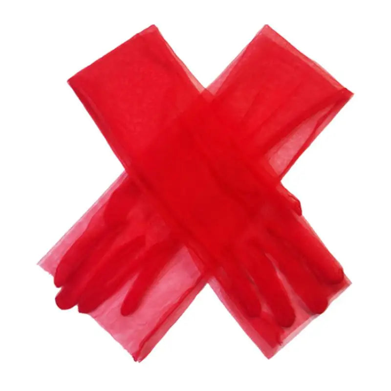 55cm Long Women Ultra Tulle Gloves Mesh Sheer Full Finger Elbow Long Gloves Vintage Sunscreen Gloves Wedding Bride Dress Mittens